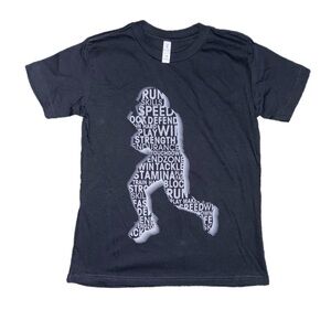 Zuni youth graphic tee with football player text design.
